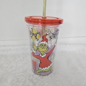 The Grinch Christmas Tumbler with Straw and Lid- New! Never Used